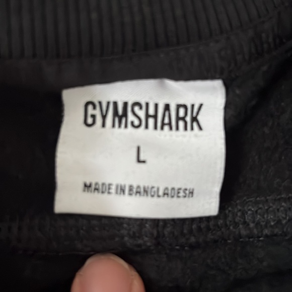 GYMSHARK- Mens Large Like New Black Crew Neck Sweatshirt w white GYMSHARK script - Picture 3 of 8
